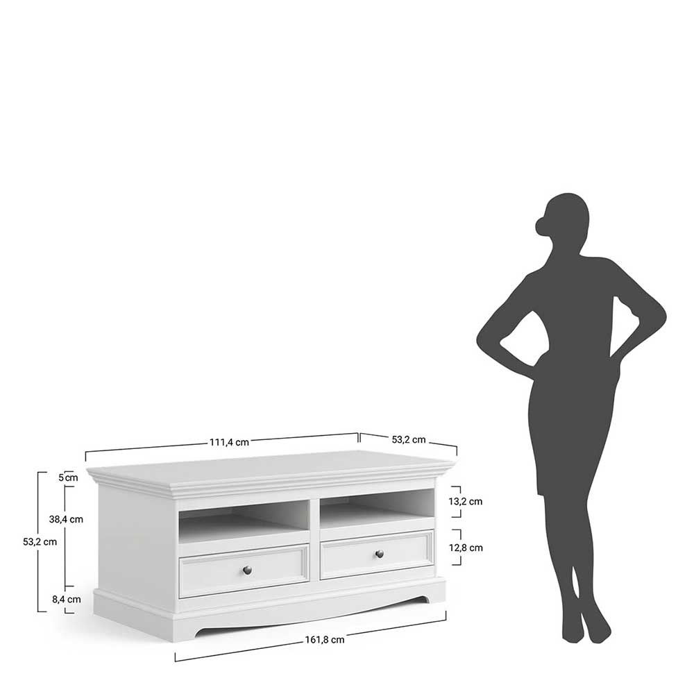 TV Board Corao mit zwei Schubladen und Metallgriffen