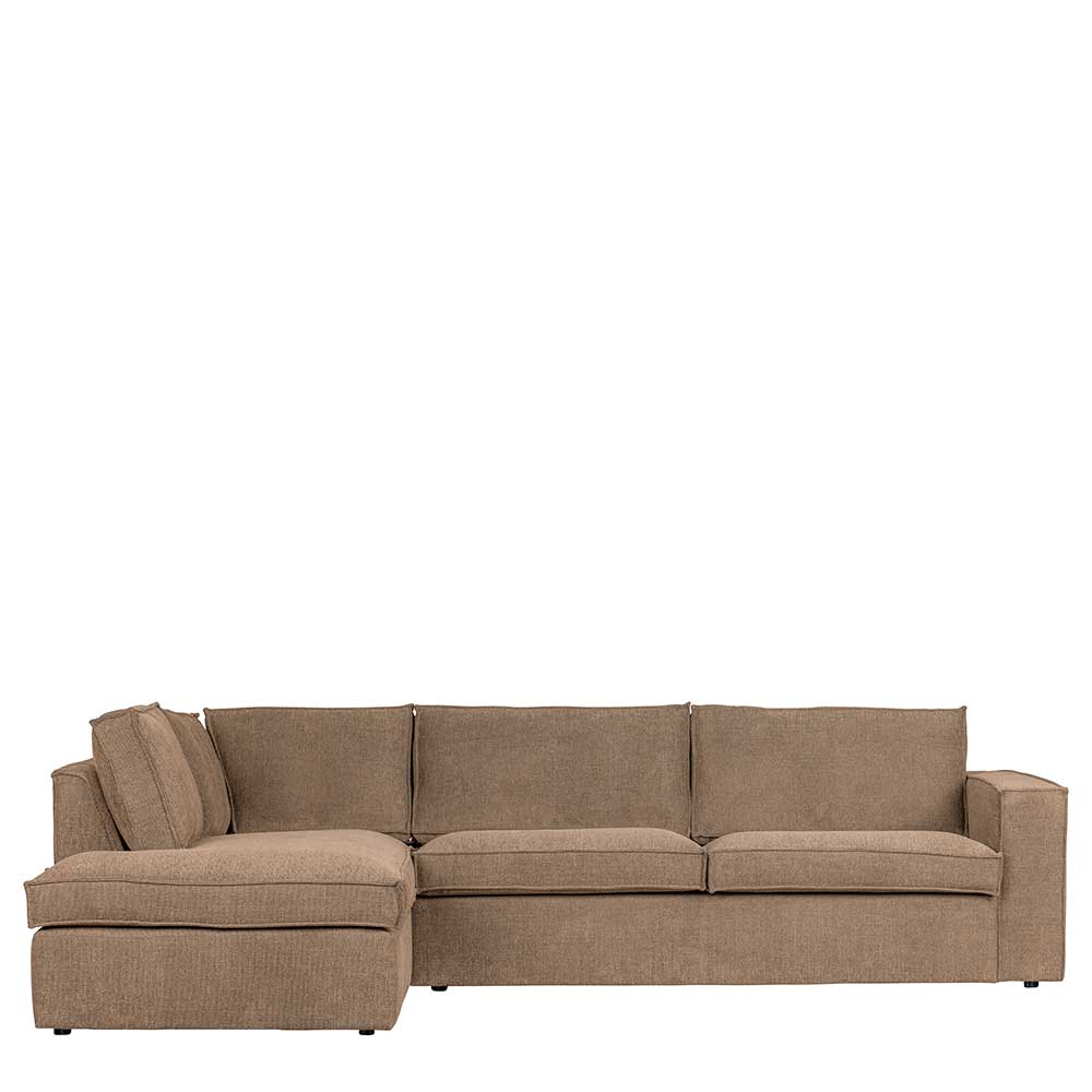 Wohnzimmercouch Prattl in Hellbraun Webstoff 42 cm Sitzhöhe