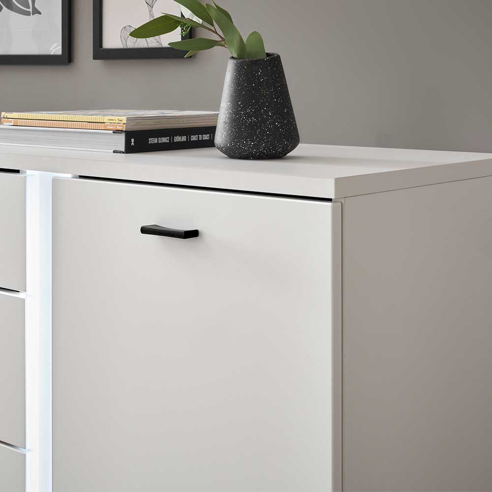 Weißes Sideboard Constantin mit LED Beleuchtung in modernem Design