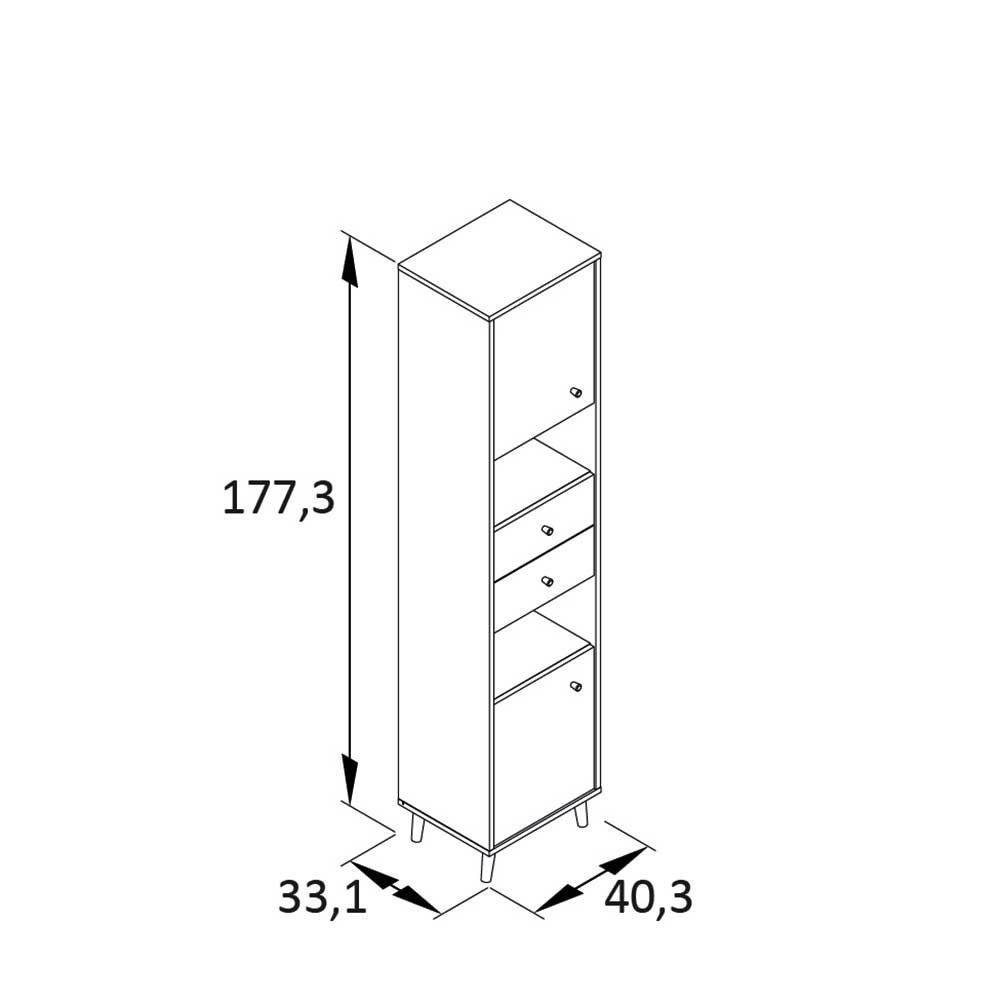 Skandi Design Badseitenschrank Zytona in Graugrün und Eiche