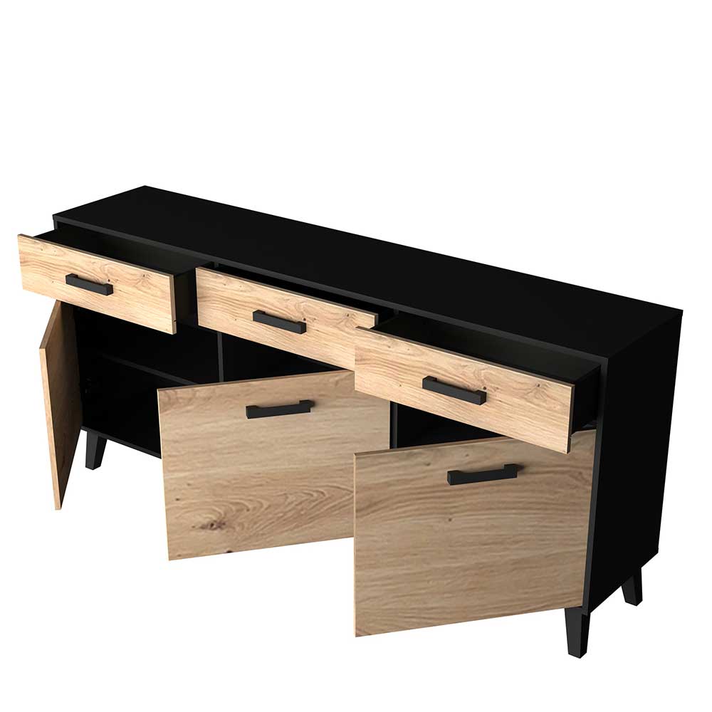 Großes Sideboard Liazuria 3 Türen 3 Schubladen in modernem Design