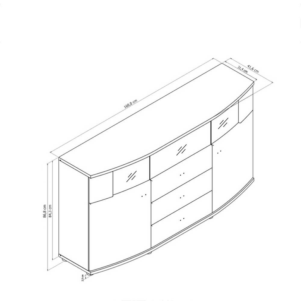 Modernes Sideboard Limgo in Wildeichefarben und Anthrazit