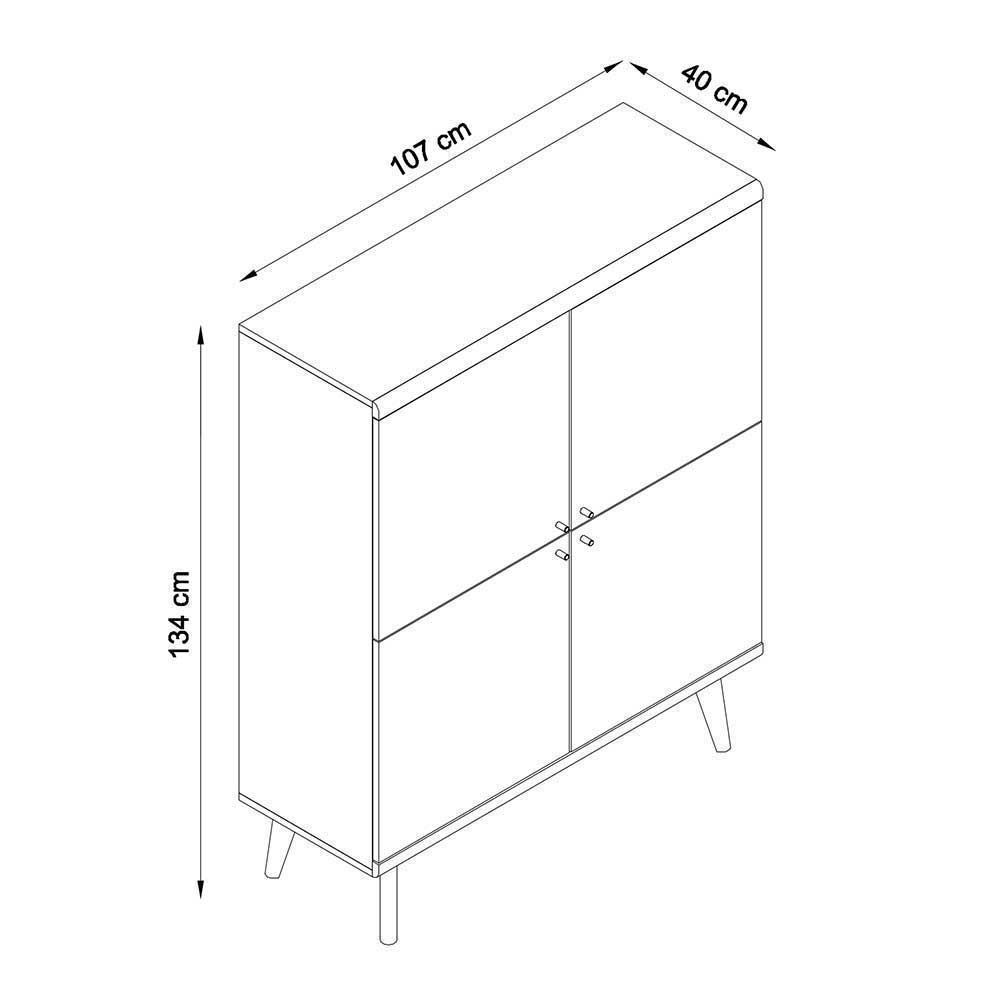 Wohnzimmerwand Modern Levanca in Eichefarben und Weiß (dreiteilig)