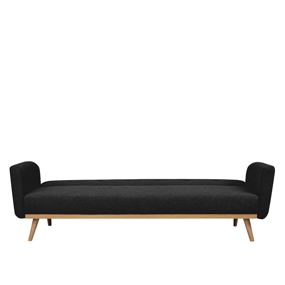 Funktions Sofa Jyrasol in Schwarz mit Vierfußgestell aus massivem Holz