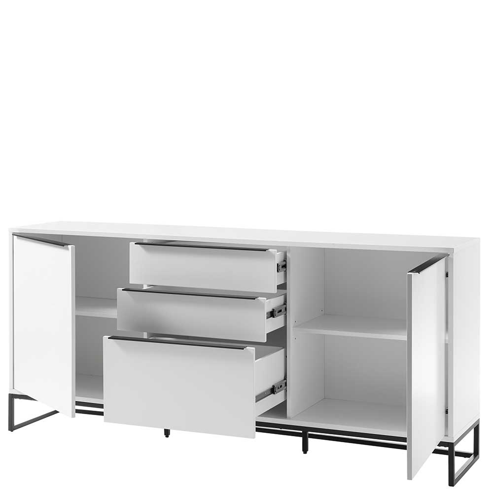 Sideboard Privonda in Weiß und Schwarz mit Bügelgestell aus Metall