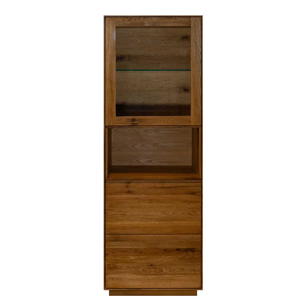 Esszimmer Vitrine Motrilo aus Zerreiche Massivholz 205 cm hoch