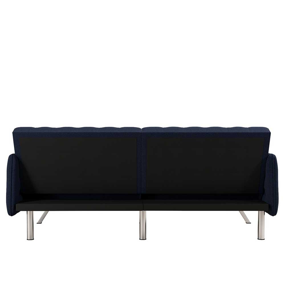 Dunkelblaues Funktions Sofa Tominica mit Gestell aus Metall in Chromfarben