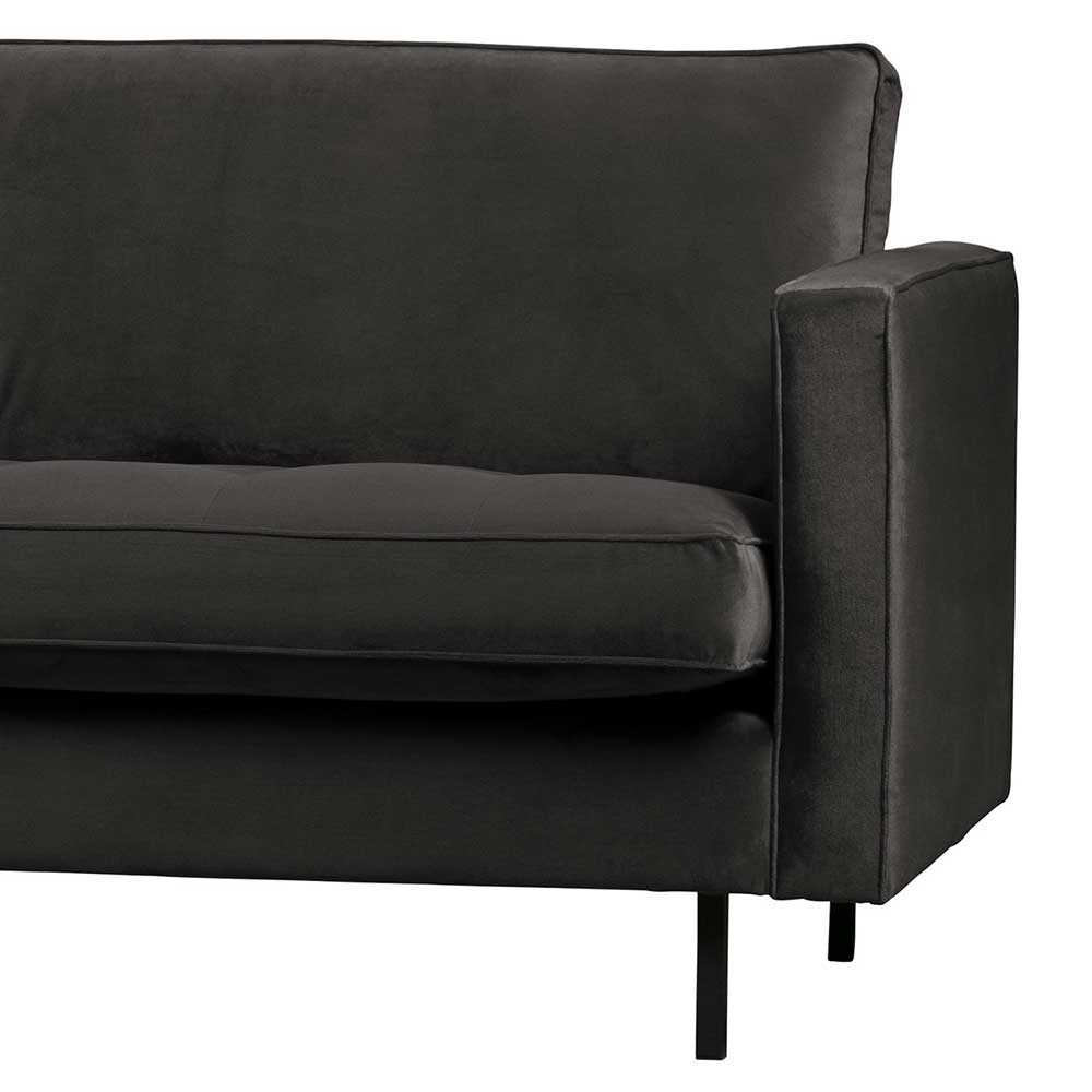 Samt Dreisitzer Sofa Casilla in Anthrazit 275 cm breit