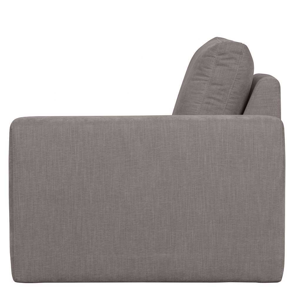 Graues Viersitzer Modulsofa Fredoco - Rücken echt bezogen 98 cm tief