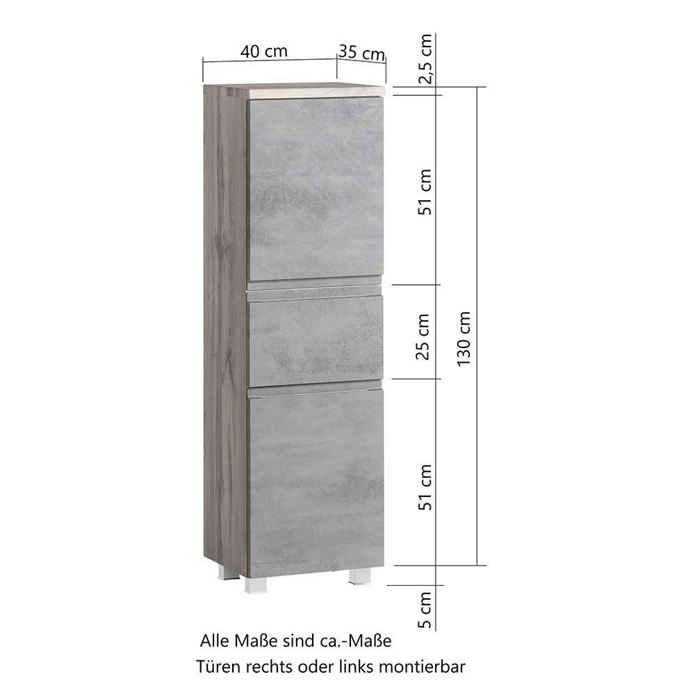 Badseitenschrank Tagma Made in Germany mit Soft Close