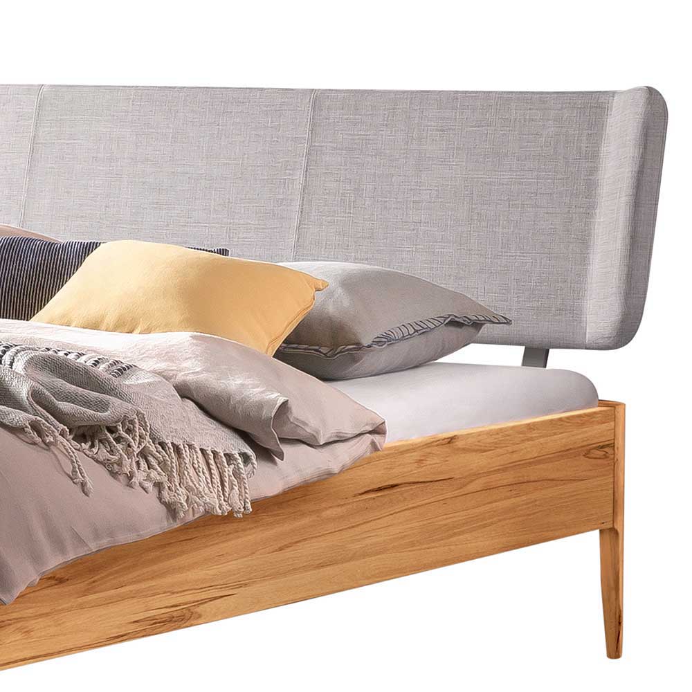 Wildbuche Natur Doppelbett Pudonra aus Massivholz in modernem Design