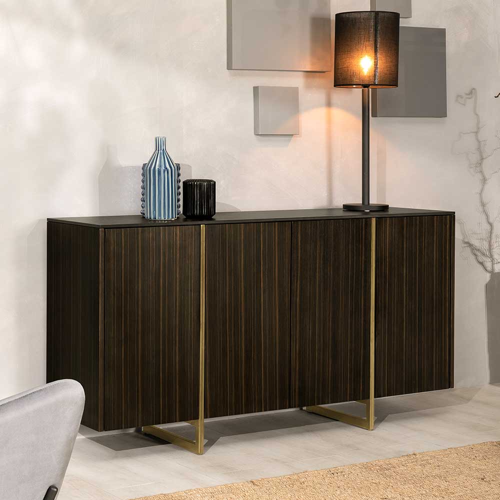 Hochwertiges Sideboard Bylwen 160 cm breit in Ebenholzfarben