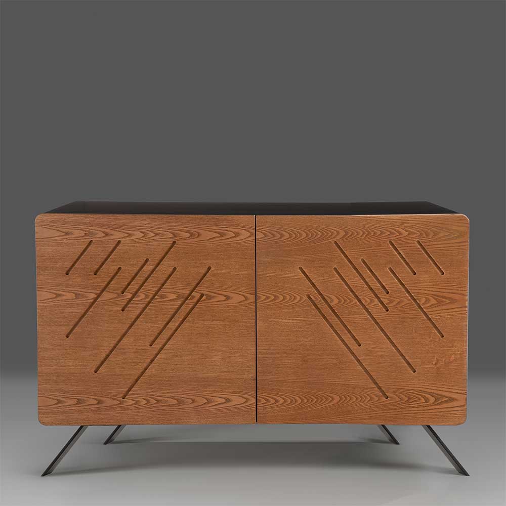 Designer Sideboard Gelsomina in Eschefarben und Schwarz