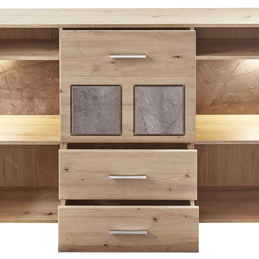 Sideboard Mendolia in Graubraun und Wildeiche Optik 170 cm breit