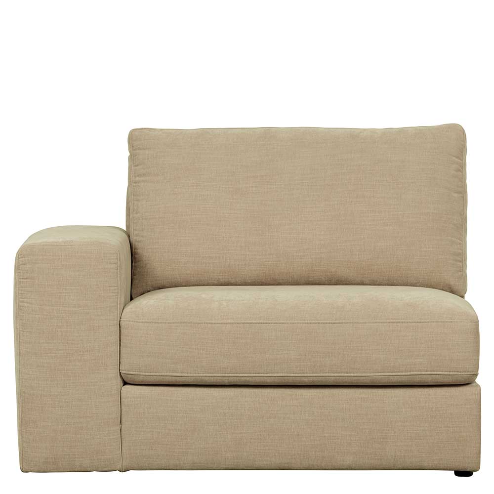 Sofa Element mit Armlehne links Pilamonia in Beige Rücken echt bezogen