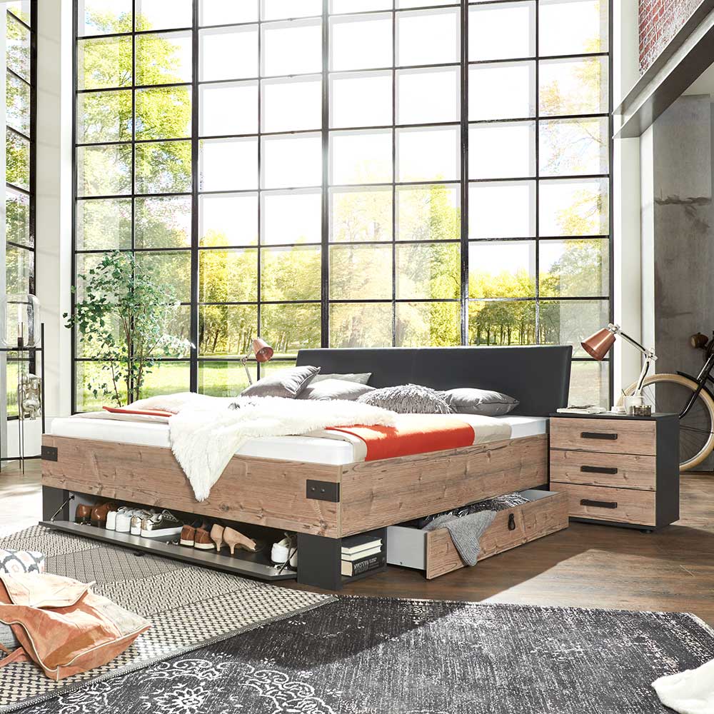 Stauraum Bett Vedra im Industrie und Loft Stil Made in Germany