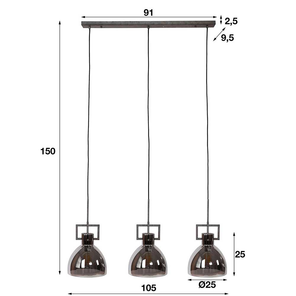 Hängeleuchte Viantosa in Altsilber- und Chromfarben 105 cm breit