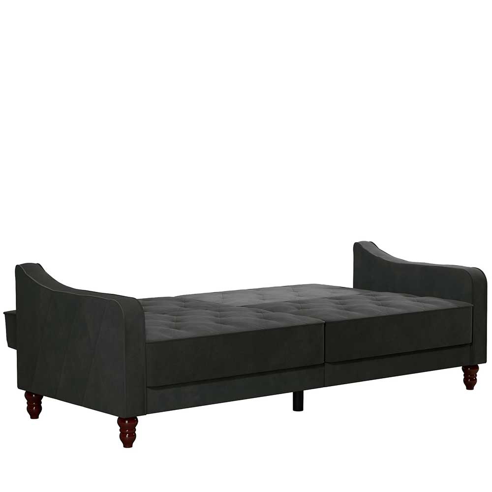 Ausklappbares Sofa Marena in Dunkelgrau Samt 207 cm breit