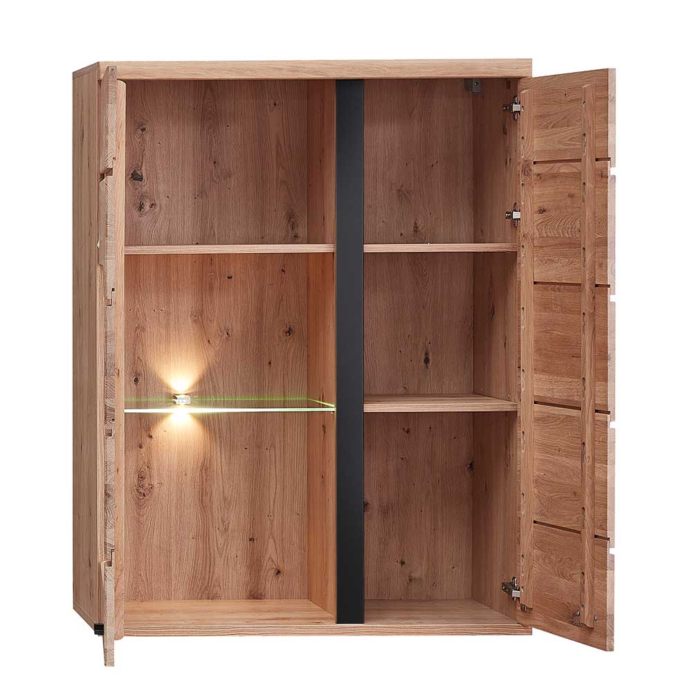 Wand Vitrine Sebetino mit LED Beleuchtung 90 cm breit