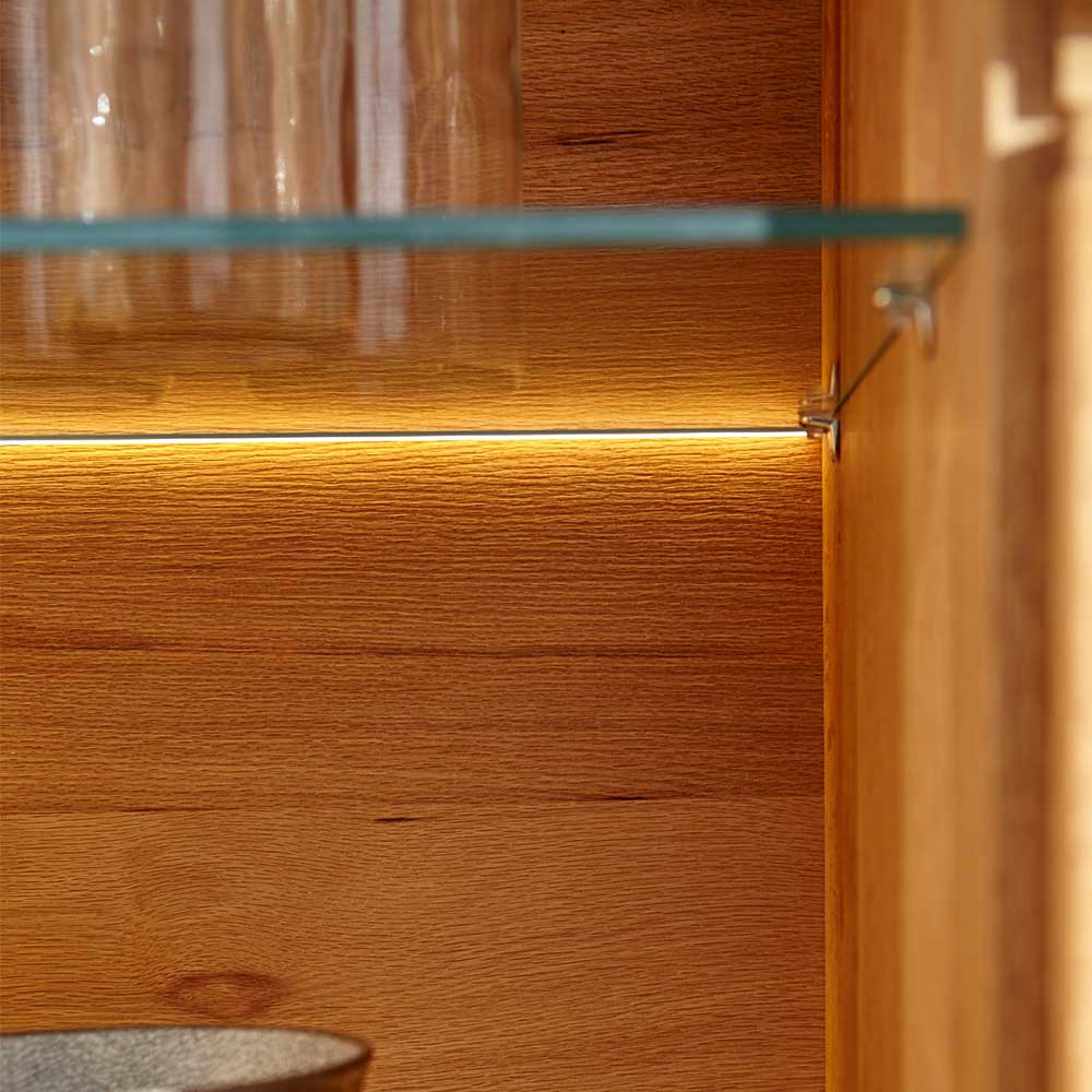 Highboard Vitrine Motrilo aus Zerreiche Massivholz geölt