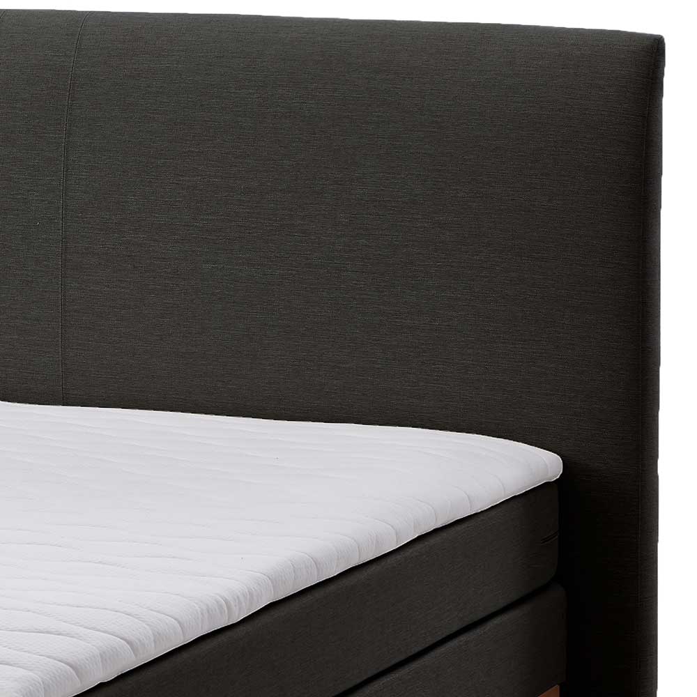 Boxspring Bett Bostan mit Bettkasten in Anthrazit & Walnussfarben