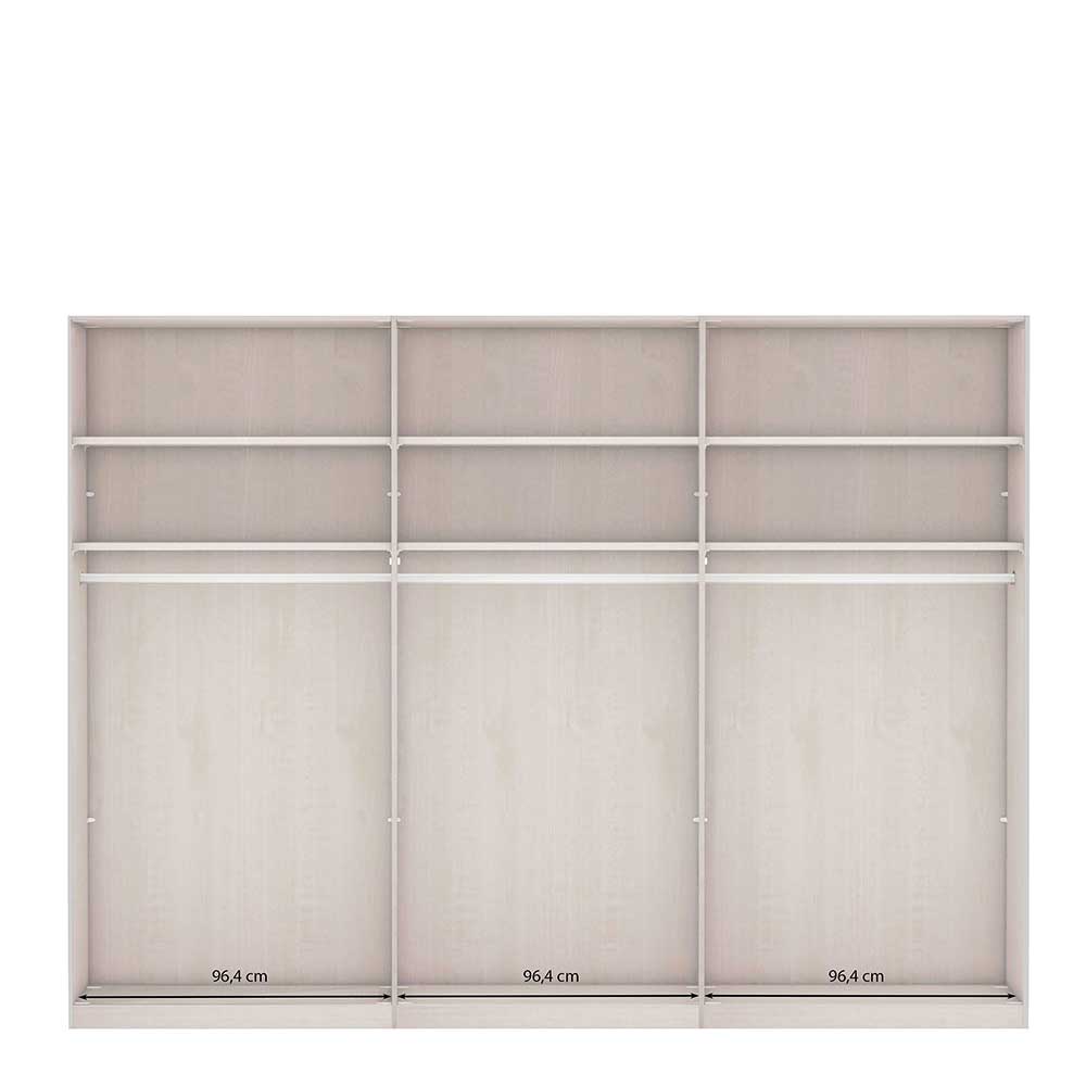 Schwebetürenkleiderschrank Miltom in Eiche Bianco und Beige