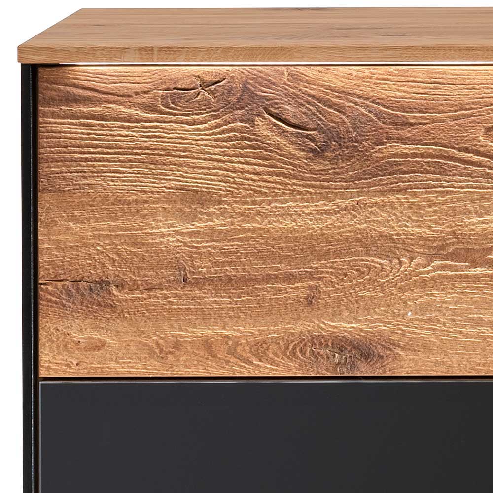 Massivholz Sideboard Scoddo in Wildeichefarben und Anthrazit