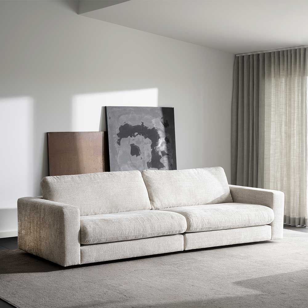 Hellgraues Dreier Sofa Stokes 258 cm breit mit Armlehnen