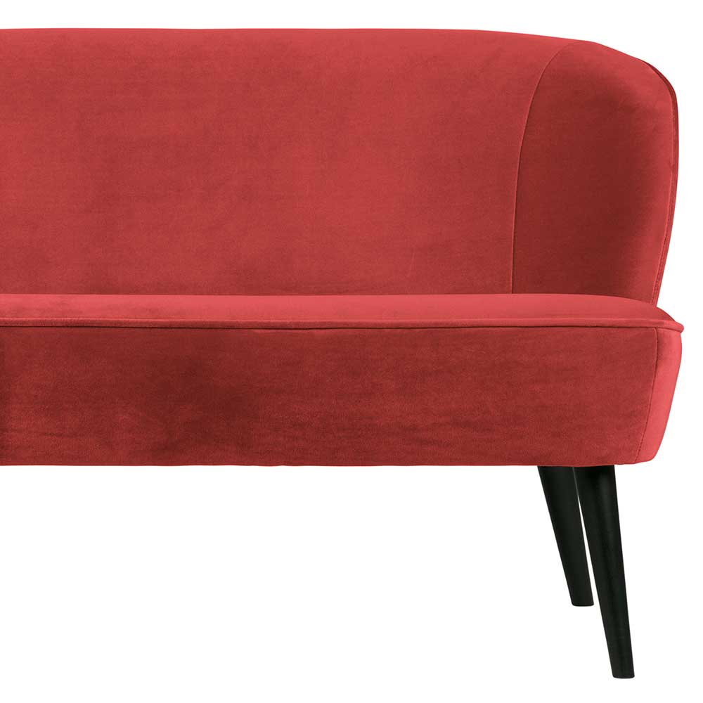 Zweier Sofa Alice in Rot Samt im Retrostil