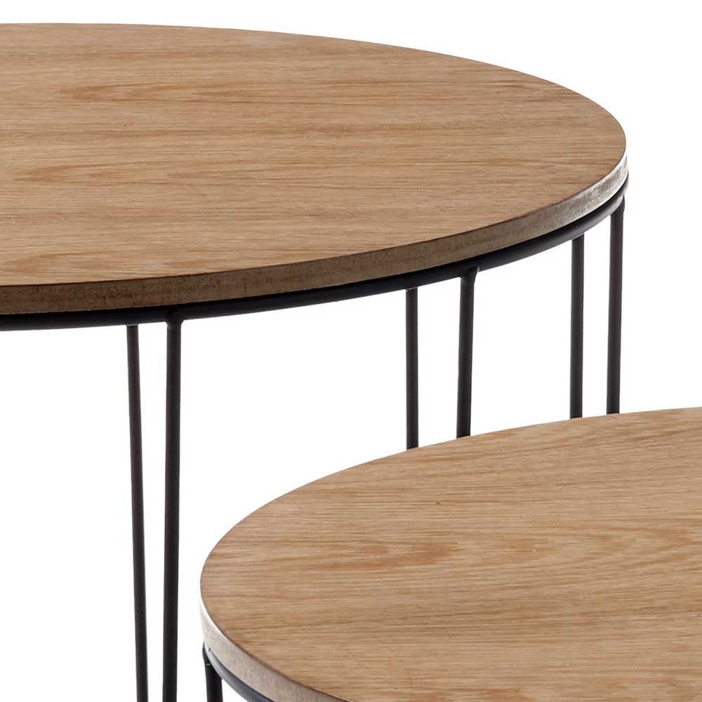 Couchtisch Set Conopca im Skandi Design rund (zweiteilig)