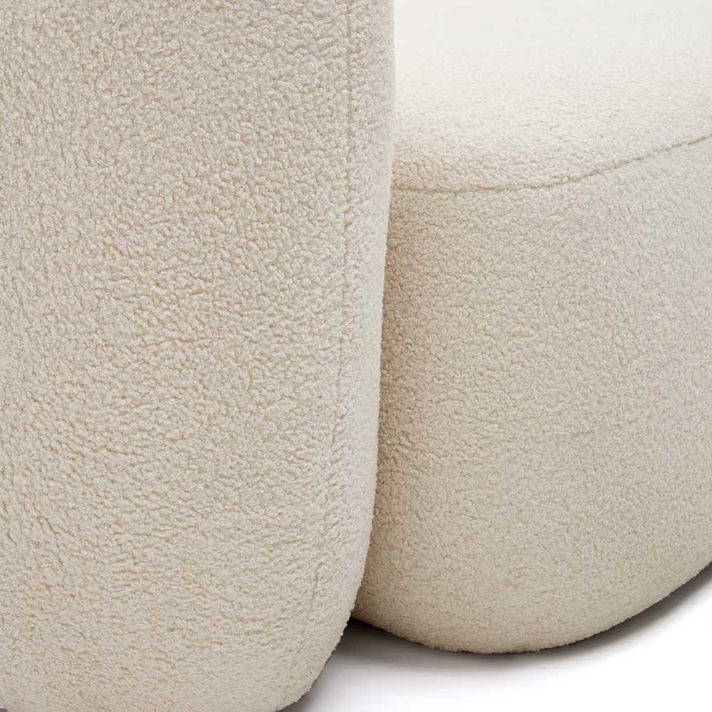 Boucle Dreisitzer Couch Troy in Offwhite 246 cm breit