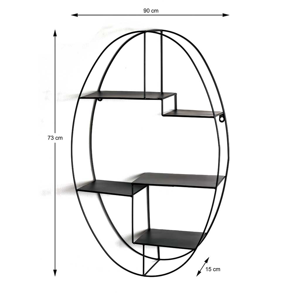 Ovales Hängeregal Prisma aus Metall in modernem Design