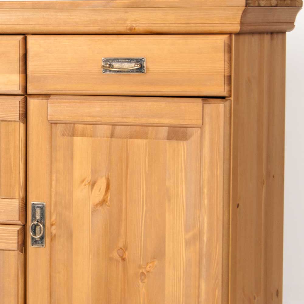 Esszimmer Buffetschrank Viscinas aus Kiefer Massivholz mit Glastüren