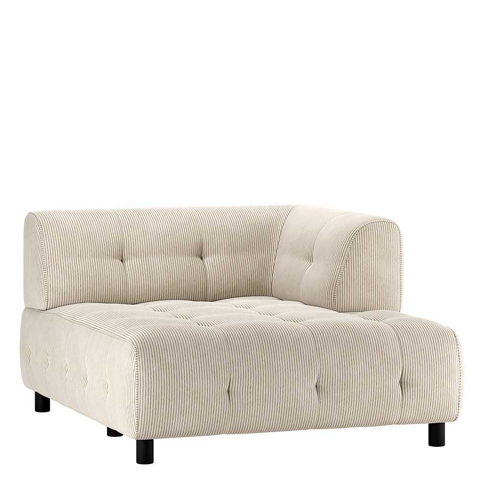 Sofa Eckelement modular Sayetta aus Cord in Hellgrau mit Armlehne rechts