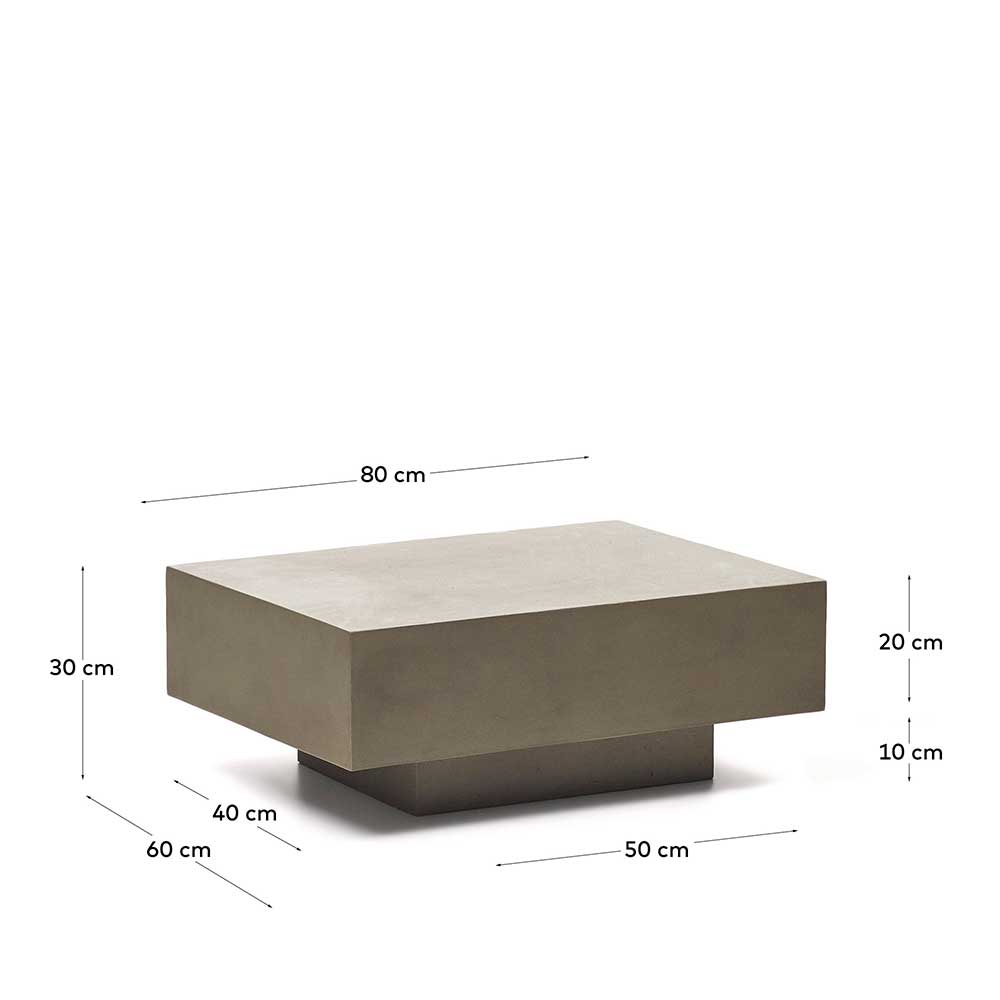 Faserzement Couchtisch Athen in Beton Grau 80 cm breit