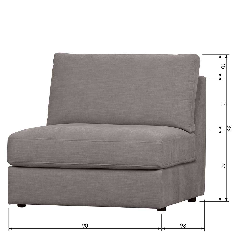 Graues Viersitzer Modulsofa Fredoco - Rücken echt bezogen 98 cm tief