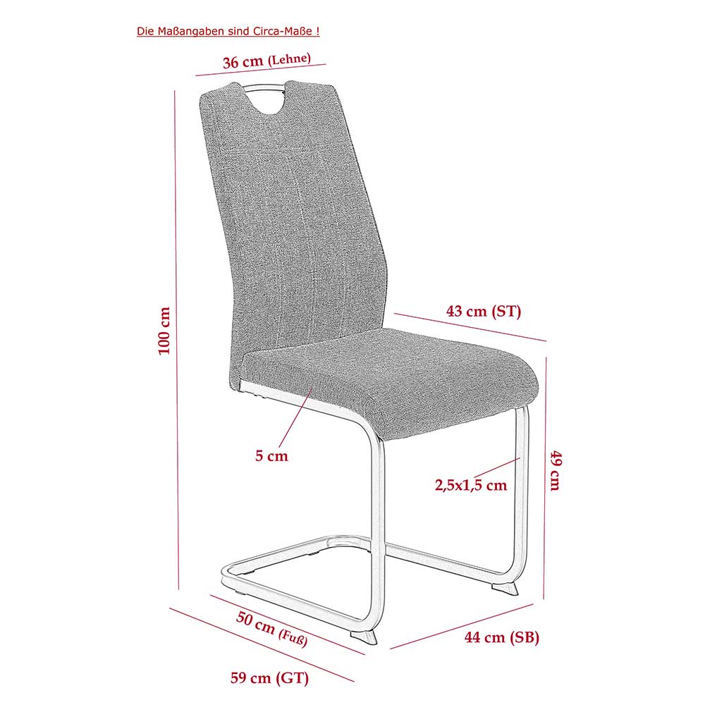 Essgruppe Santobal mit Freischwingern in modernem Design (siebenteilig)