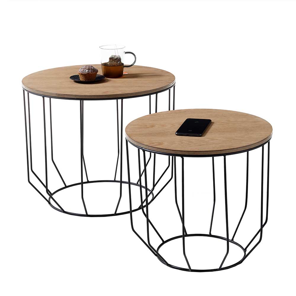 Couchtisch Set Conopca im Skandi Design rund (zweiteilig)