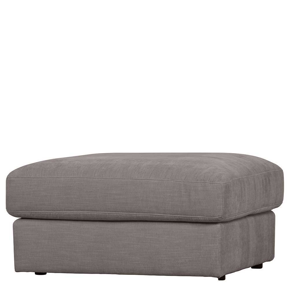 Graues Viersitzer Modulsofa Fredoco - Rücken echt bezogen 98 cm tief