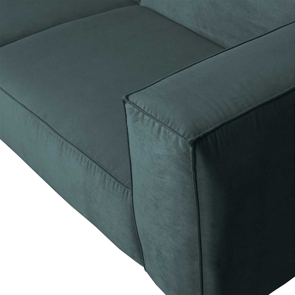 Moderne Wohnzimmercouch Vinitaro in Petrol Samt 240 cm breit