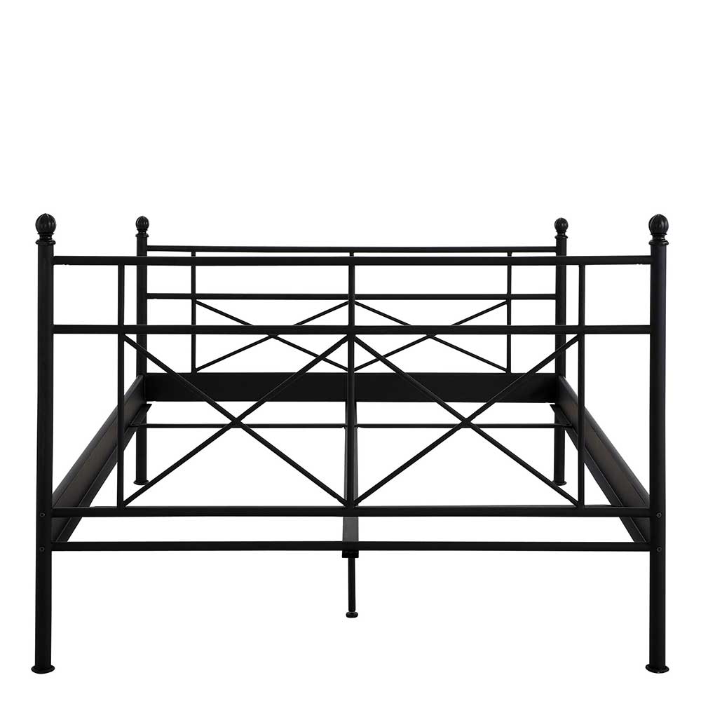 Schwarzes Metall Bett Lakos 106 cm Kopfteil und 94 cm Fußteil