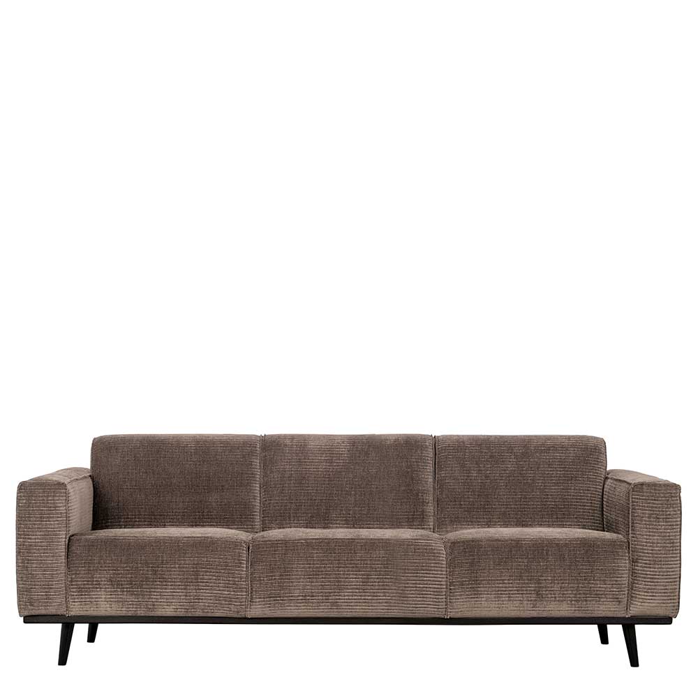 Cord Dreisitzer Sofa Yamescoa in Taupe 46 cm Sitzhöhe