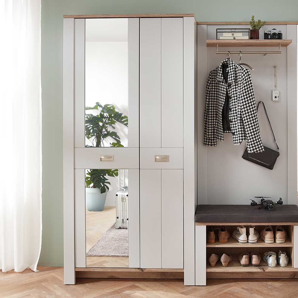 Landhausstil Jackenschrank Perleberg 98 cm breit und 201 cm hoch