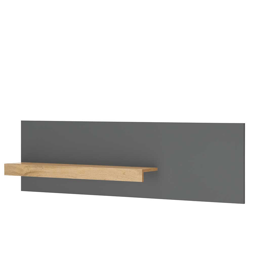 Schreibtisch mit Wandboard Uzniana in Anthrazit 143 cm breit (zweiteilig)