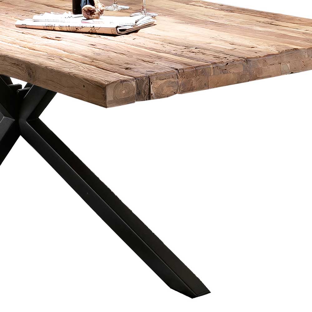 Esszimmer Tisch Trucos aus Teak Recyclingholz mit Metall Spider Gestell