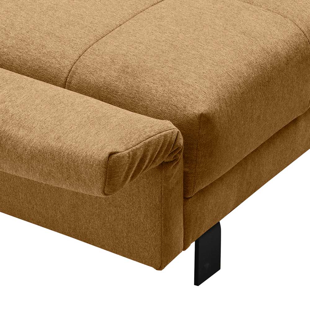 Gelbes Schlafsofa Nemphia mit Rücken Klappmechanik in modernem Design