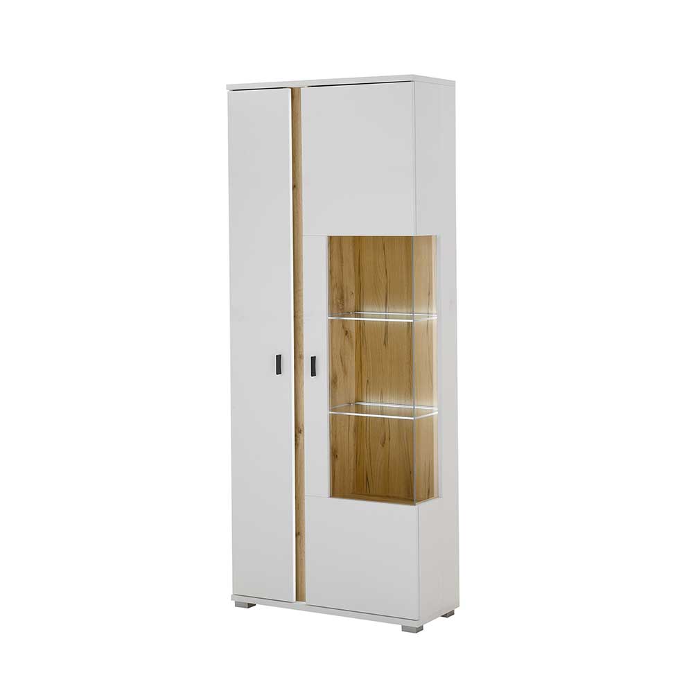 Wohnzimmervitrinenschrank Luzillo mit LED Beleuchtung 200 cm hoch