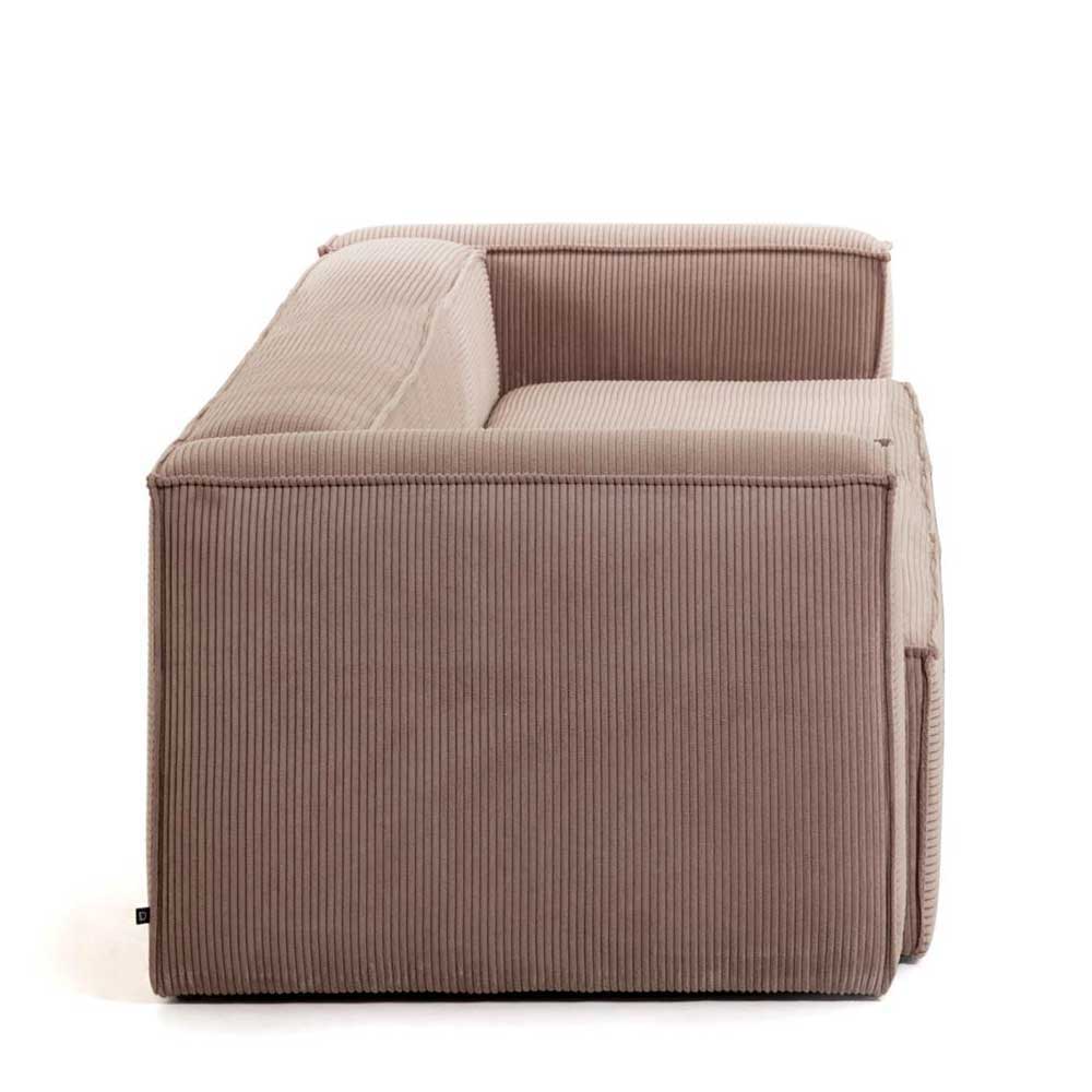 Dreisitzer Couch Annelie in Rosa mit Cord Bezug