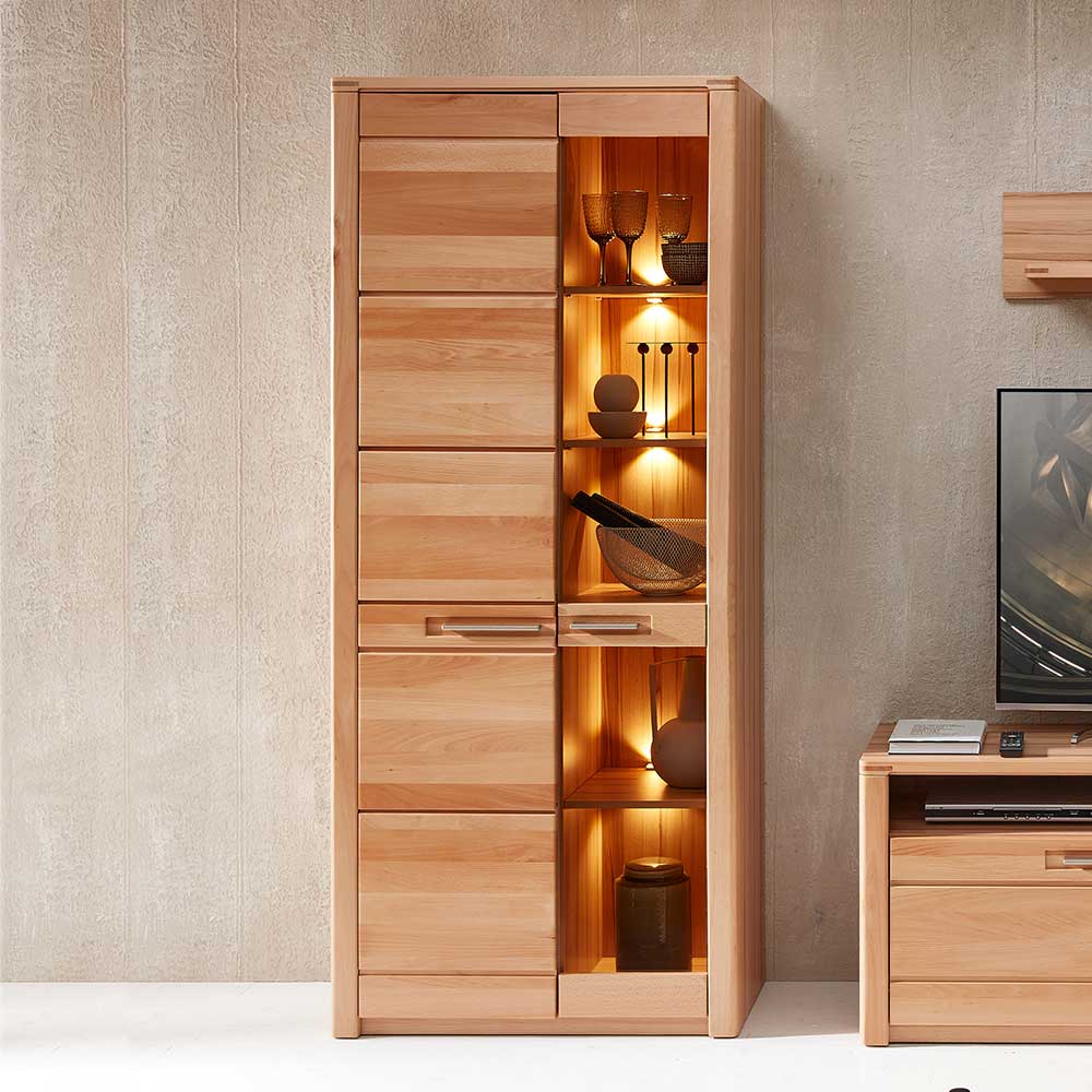 Schrank Vitrine Dressed in Kernbuchefarben 203 cm hoch