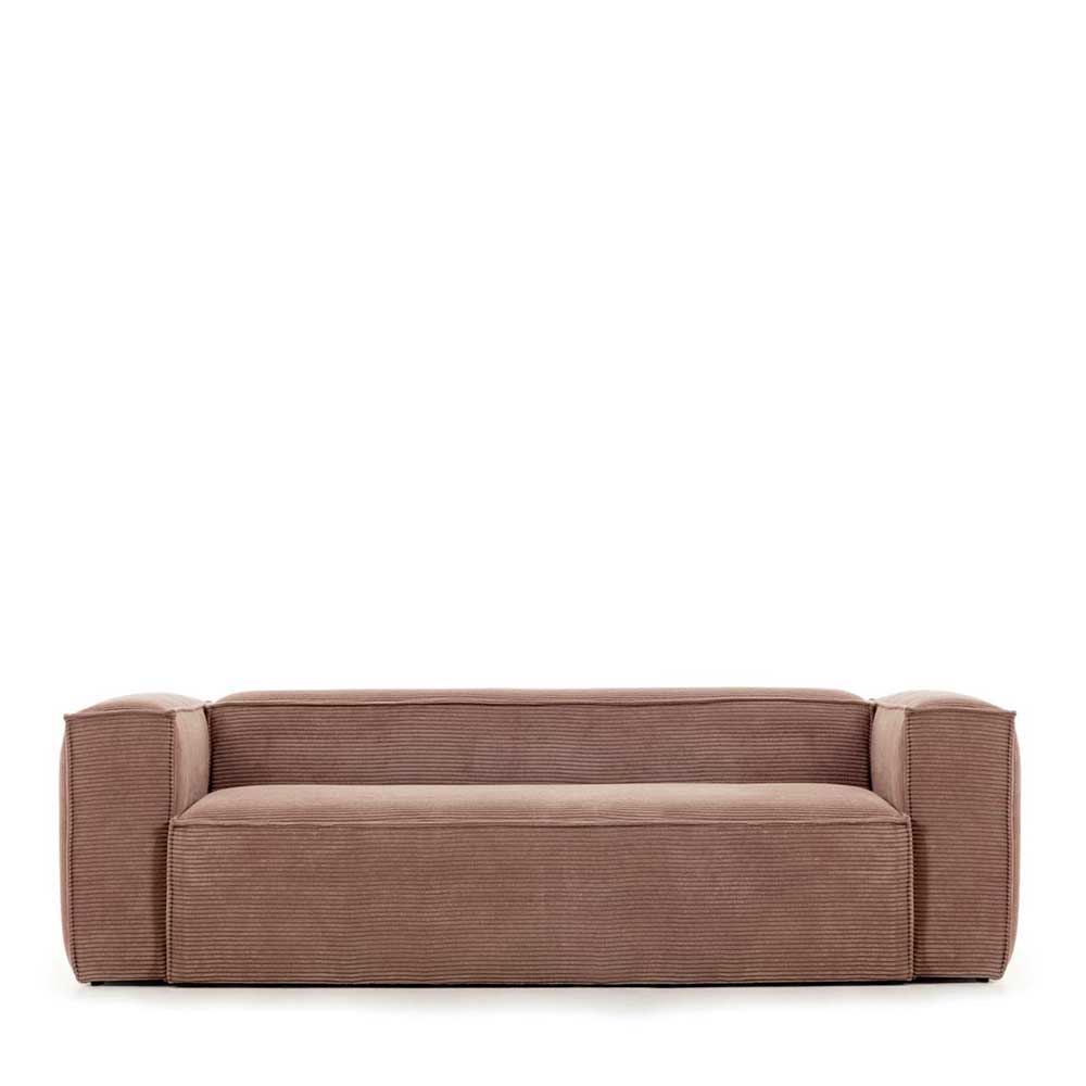 Dreisitzer Couch Annelie in Rosa mit Cord Bezug